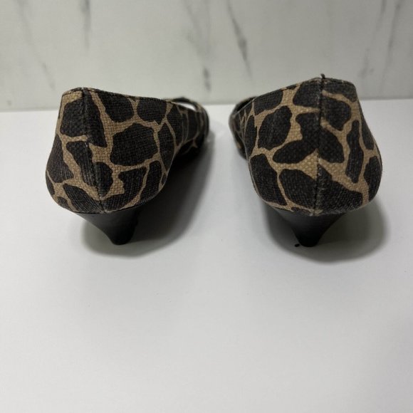 Lauren Ralph Lauren Open Toe Sandals Women 8B Animal Print Slip On Brown - Picture 4 of 7